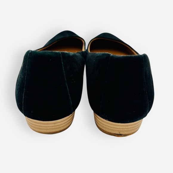 Vintage 7 Eight Black Suede Leather Slip On Pointed Toe Flats Shoes - Picture 6 of 9